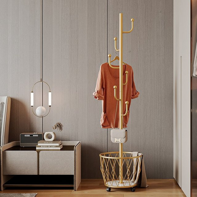 LIUSHADUOLA Kleiderstange modern aus Metall mit Rollen für das Schlafzimmer, schwarz oder gold glänzend - Bild 1