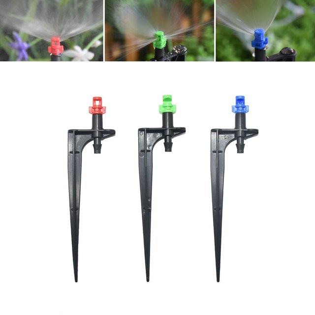 GHHWL Micro Sprayer Set mit 20 Stück Düsen für Gartenbewässerung und Gewächshaus, 90/180/360 Grad, 1/4 Zoll Barb Schlauchanschluss, Höhe: 11 cm - Bild 1