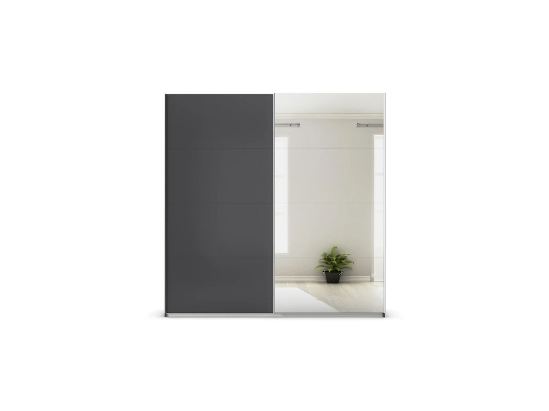 RAUCH Quadra Schwebetürenschrank Grau mit Spiegelelementen, B/H: 226 x 230 cm - Bild 2