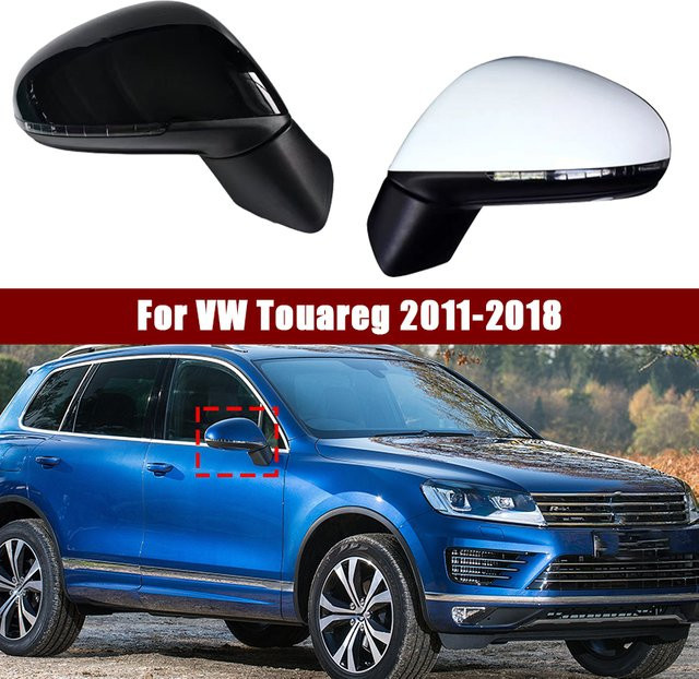 Außenspiegel für VW Touareg 2011-2018 mit Blinker, Heizung und Faltspeicher in Schwarz - Bild 1