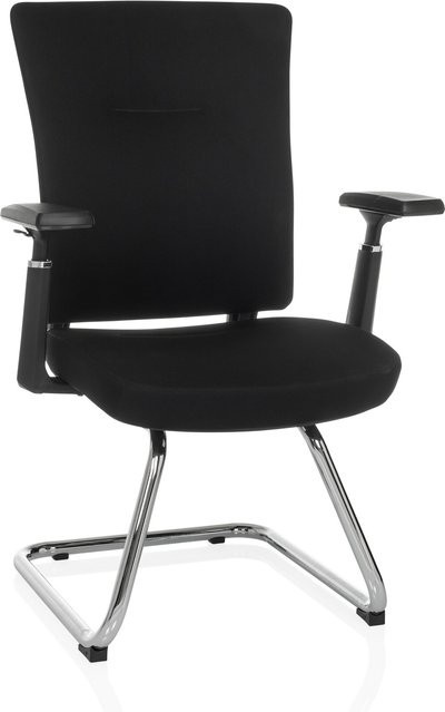 hjh OFFICE Freischwinger CAPTIVO PRO V mit Armlehnen in Schwarz aus Stoff und höhenverstellbar - Bild 1