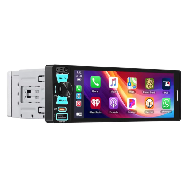 Podofo 1DIN Multimedia-Autoradio mit 6,5 Zoll Incell Touchscreen, Carplay, Android Auto und Mirror Link in Schwarz - Bild 7
