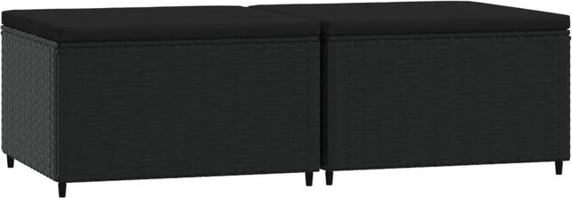 vidaXL Gartenhocker Set aus 2 Stück in Schwarz aus PE-Rattan mit Kissen - Bild 1