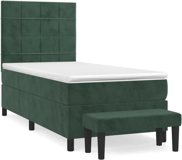 vidaXL Boxspringbett mit Matratze Dunkelgrün Samt B/T/H: 80 x 200 x 128 cm - Bild 1