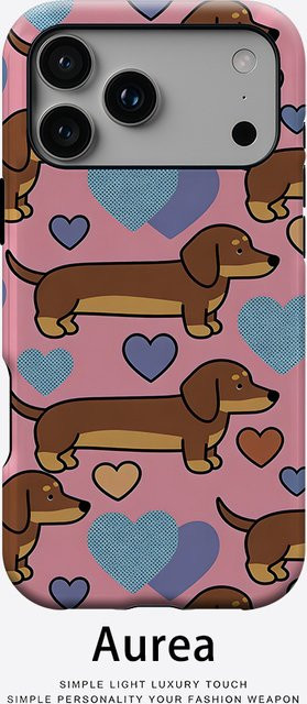 Aurea Case Matte Bumper MagSafe Hülle für iPhone mit Rosa Dackel Herz-Print - Bild 1