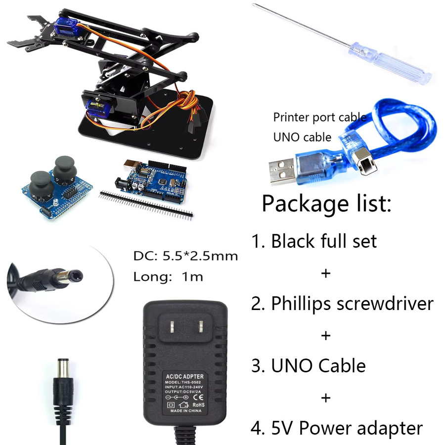 BinHex SG90 4 DOF Zerlegbarer Acryl-Mechanischer Roboter-Manipulator Greifer, DIY-Kit - Bild 3