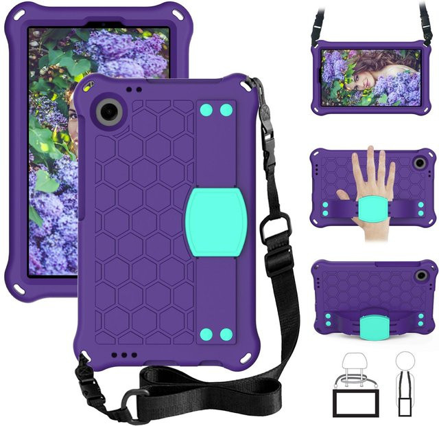 Stoßfeste EVA Kindersichere Tablet-Hülle mit Ständer und Schultergurt für Blackview Tab 60 8,7 Zoll in Lila - Bild 1
