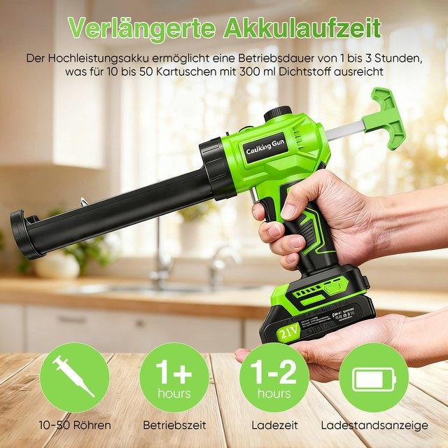 Kabellose elektrische Klebepistole von Makita mit LED-Licht für Fenster, Türen und Abdichtungen, kompatibel mit Makita-Akkus, in Rot und Grün - Bild 1