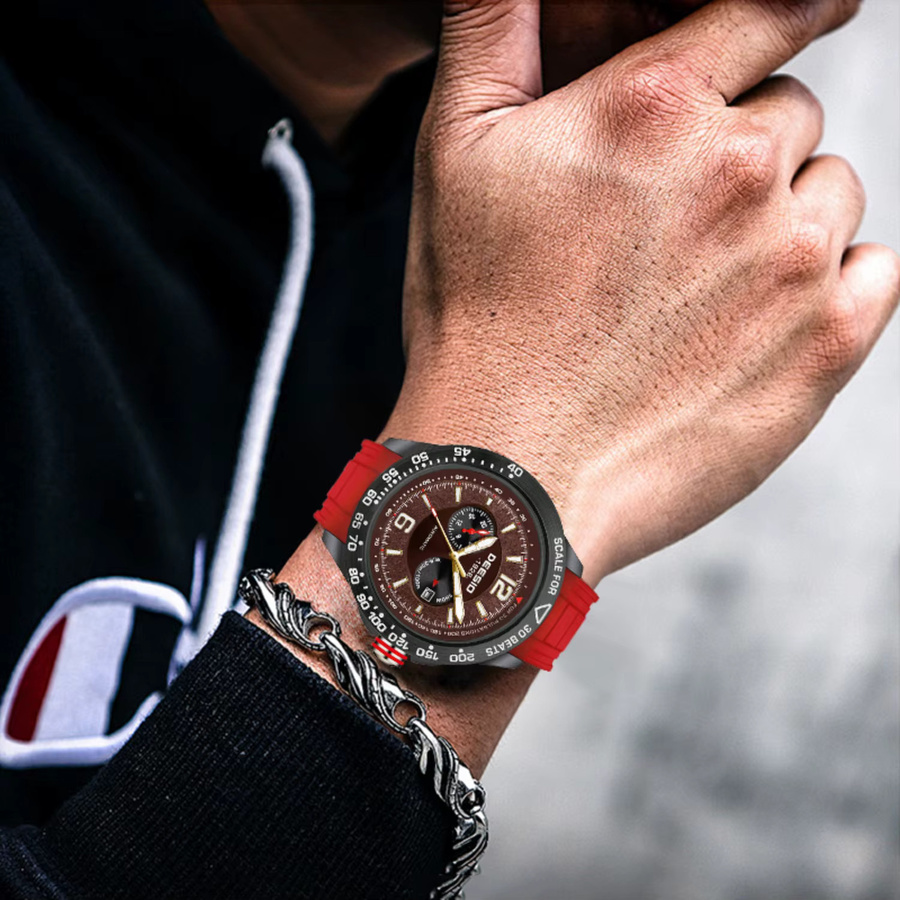 Deesio Armbanduhr Automatik, Carbon Fiber, Kautschukband, Herren, Schwarz - Bild 3