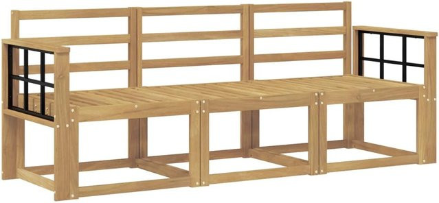 vidaXL Outdoor-Sofagarnitur 3-teilig aus Akazienholz in Weiß, B/T/H: 189,5 x 63 x 73 cm - Bild 1