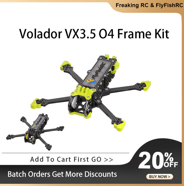 FlyFishRC Volador VX3.5 Freestyle Frame Kit für DJI O3 Air Unit in Schwarz und Gelb - Bild 1