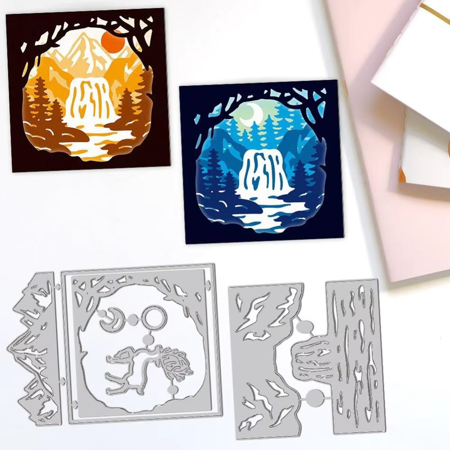 Mehrschichtige Wasserfälle Stanzform aus Kohlenstoffstahl für Scrapbooking und Kartenherstellung, Multicolour - Bild 4
