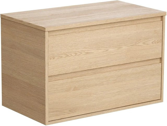 Waschbeckenunterschrank Milipam in Eichenholzfurnier, Farbe Beige, Breite: 80 cm - Bild 1