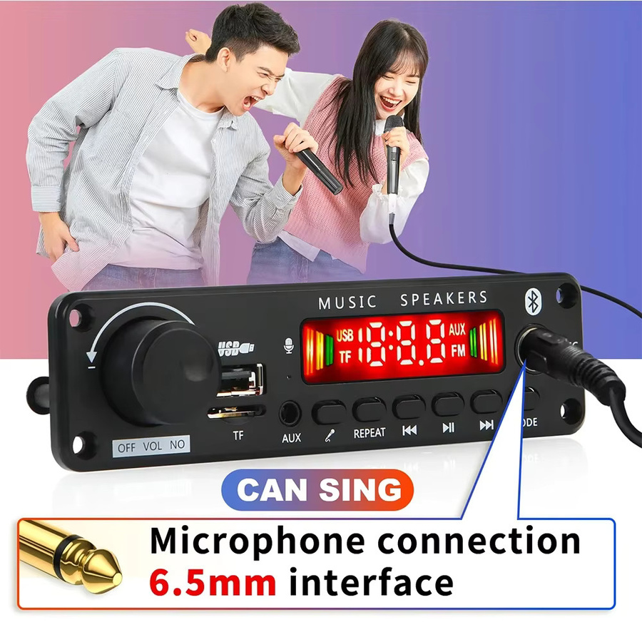KEBIDU 50W MP3-Dekodierungsboard mit DC 12V Verstärker, FM-Radio, USB und Mikrofon-Lautstärkeregler für dein DIY Auto-MP3-Player-Modul - Bild 4