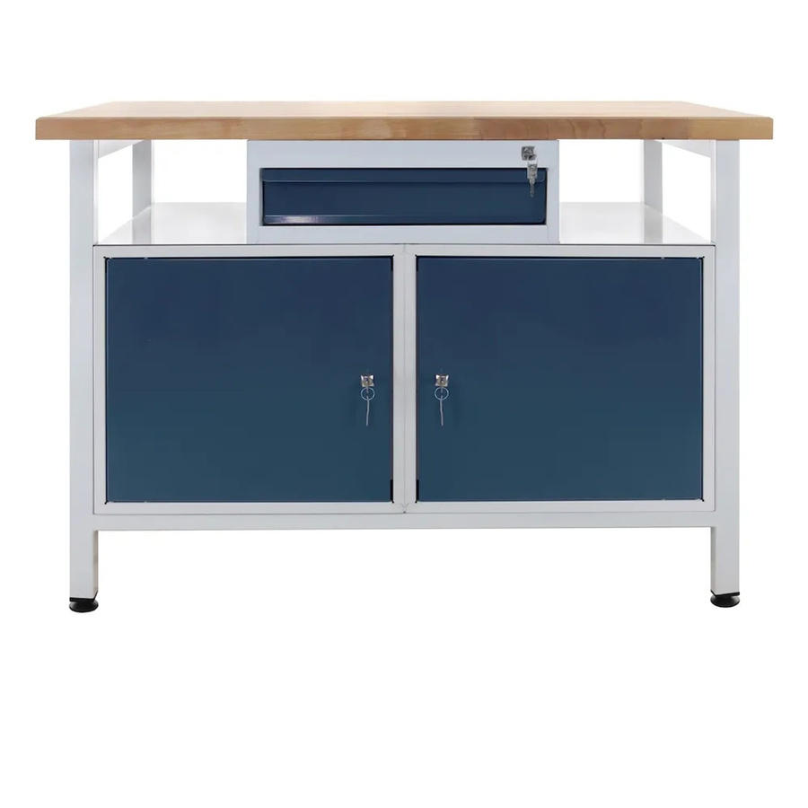 PROREGAL Werkbank Rhino mit Einzelschublade und 2 Türen, Traglast 300 kg, H x B x T: 84 x 120 x 60 cm, Lichtgrau und Anthrazitgrau - Bild 2