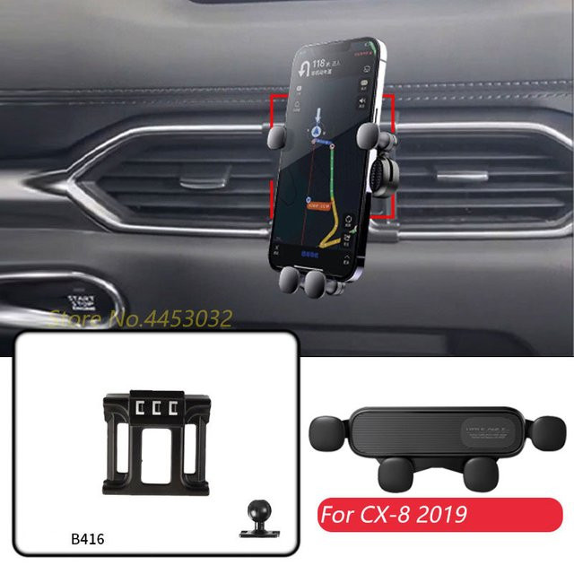 Handyhalterung für Mazda CX-8 2019 zur Lüftung mit Schwerkraft-Mechanismus und verstellbarer GPS-Navigation in Schwarz - Bild 1