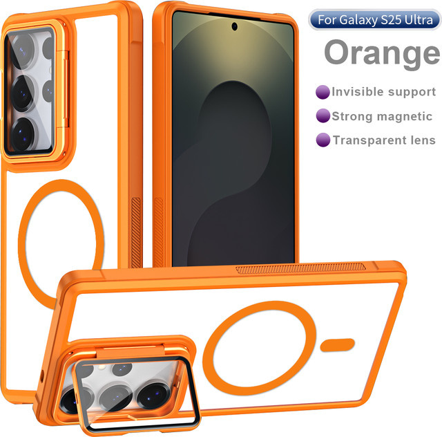 MagSafe Magnetische Handyhülle für Samsung Galaxy S26 Ultra S25 S24 Plus S23 S24 S25FE mit Kameraschutz und stoßfester Abdeckung in Orange - Bild 1