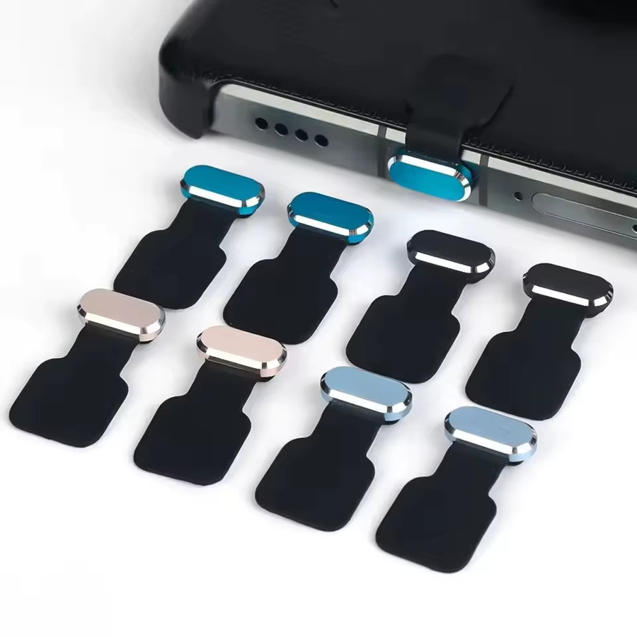 Selbstklebende Metall-Staubstopfen Typ USB-C in Schwarz für Apple iPhone und Samsung Mobiltelefone - Bild 6