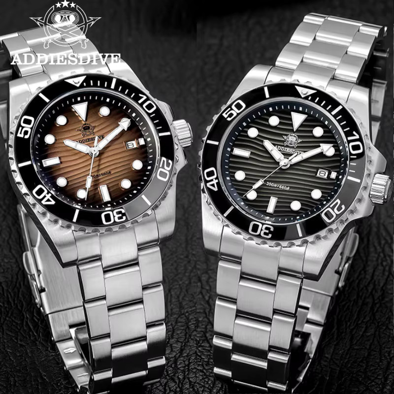 ADDIESDIVE Armbanduhr, Quarz, Edelstahl, 41 mm, Herren, Silber, 20 ATM - Bild 3