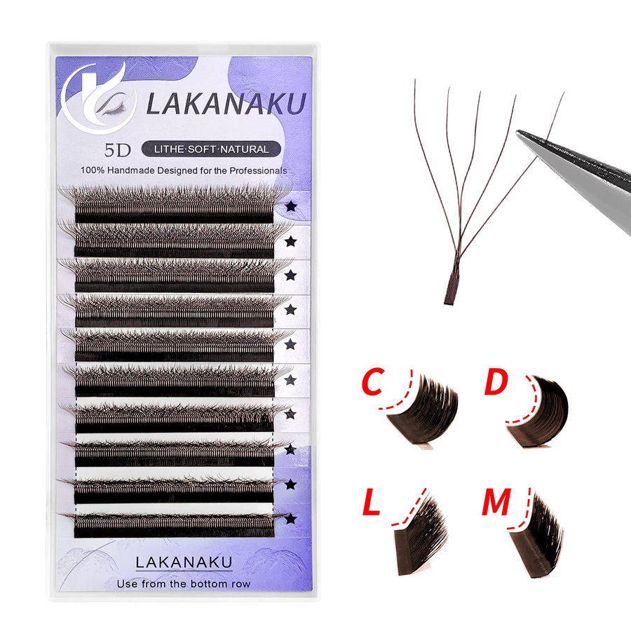 LAKANAKU Wimpernverlängerungen, Braune 5D Volumen-Fächerwimpern - Bild 4