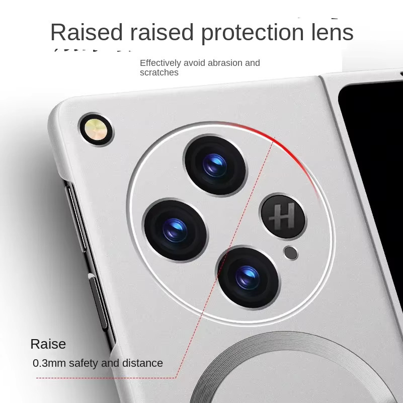 MagSafe magnetische kabellose Ladegerät-Telefonhülle für OnePlus Open und Oppo Find N2, ultradünne Hartschale mit Kameraschutz, Farbe: Silber - Bild 4