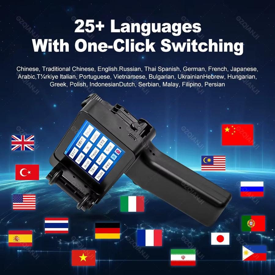 Tragbare Handheld-Tintenstrahldruckerpistole mit 4,3-Zoll-Touchscreen und HD-LED für QR-Codes und Barcodes, Schwarz, 12,7 mm Druckbreite - Bild 4