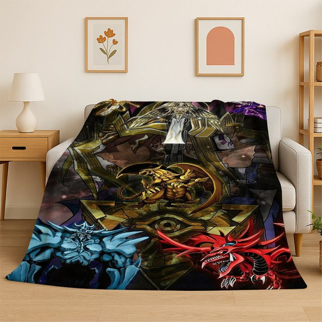 Livrane Yu-Gi-Oh Monster Card Flanell-Überwurfdecke, weiche und warme Decke in Multicolour, B/T: 150 x 130 cm - Bild 1