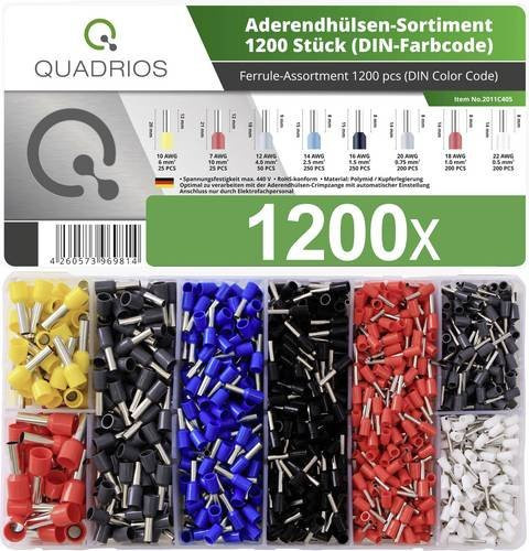 Quadrios 2011C405 Aderendhülsen-Sortiment teilisoliert in Mehrfarbig mit 1200 Stück - Bild 1
