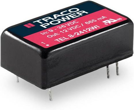TracoPower TEL 8-2410WI DC/DC-Wandler, Print, Schwarz, 24 V/DC, 2A, 8W, 1 Ausgang - Bild 1