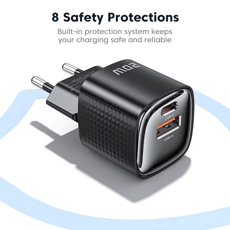 Toocki 20W GaN USB Mini-Ladegerät mit Dual-Port PD Schnellladung, USB-C, Schwarz - Bild 2