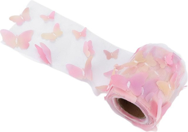 Igeteck Tüllrolle für DIY Bastelarbeiten und Haaraccessoires aus Polyester in Blau, Rot und Pink - Bild 1
