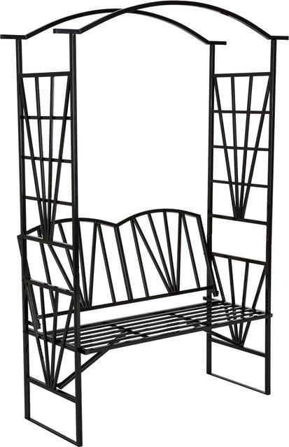 tectake Rosenbogen aus Stahl in Schwarz B/T/H: 114 x 42 x 210 cm - Bild 1