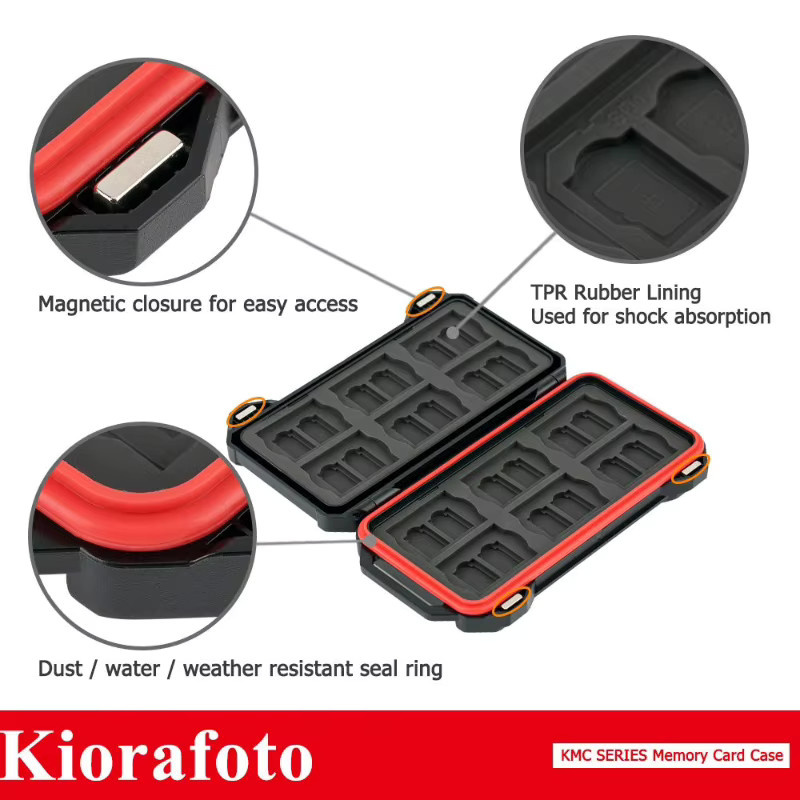 KIWIFOTOS Speicherkartenetui in Schwarz mit Magnetverschluss für SD, MicroSD und Nano SIM Karten (36 Slots) - Bild 3