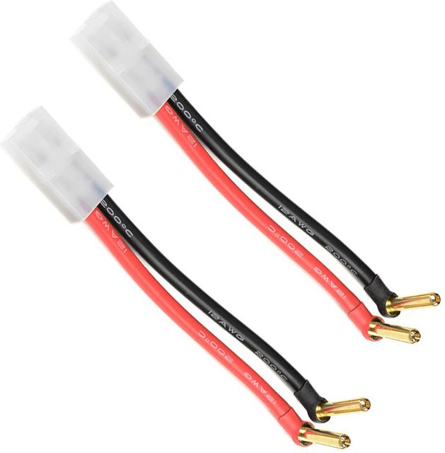 Tamiya 90 Grad Buchsenstecker-Adapter vergoldetes Ladekabel 12 AWG in Rot und Gold, Länge: 10 cm - Bild 1