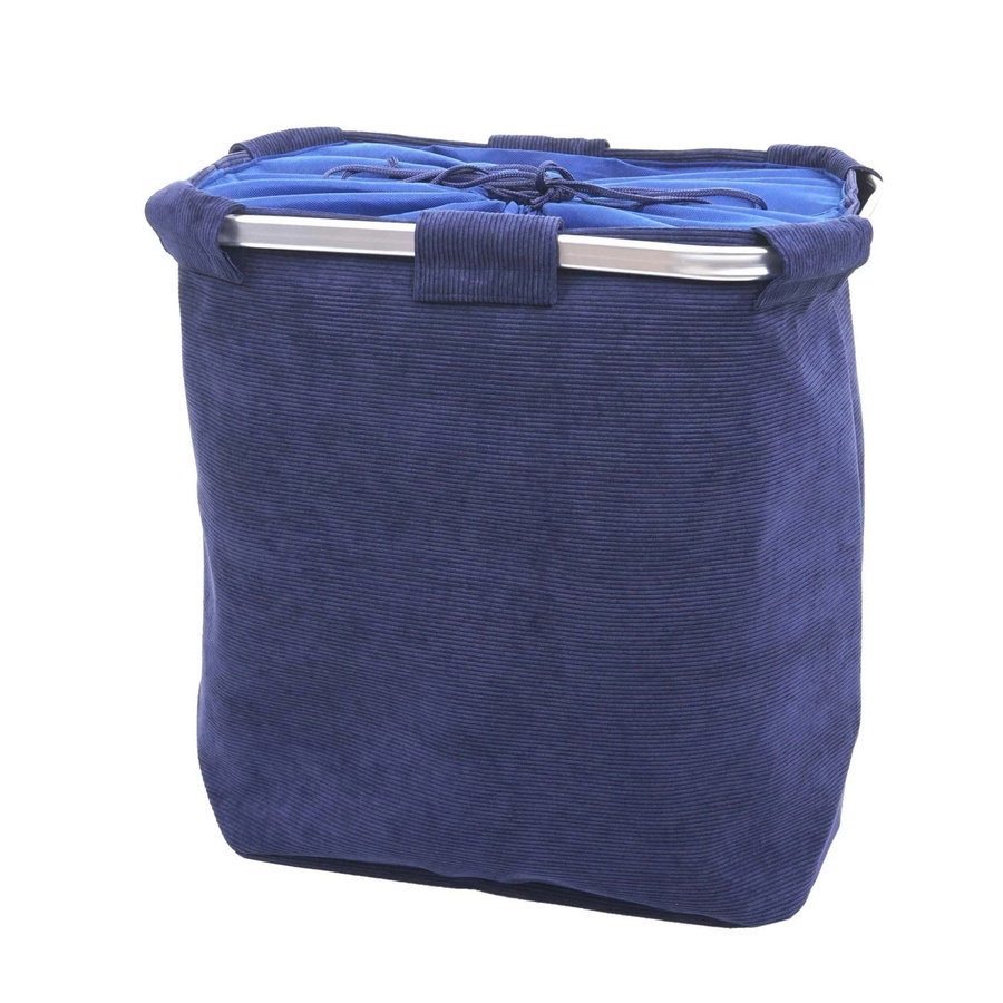Wäschesammler MCW C34 Wäschekorb mit 2 Fächern und Netz, Blau, B/T/H: 56 x 49 x 30 cm - Bild 3