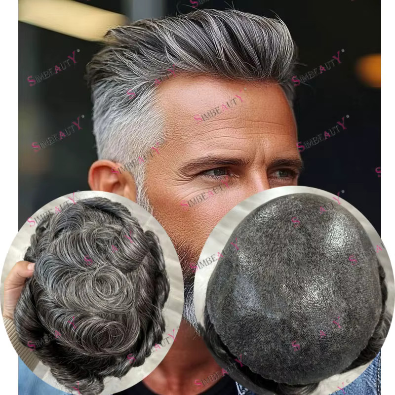 simbeauty Herren-Toupet aus Echthaar, 65% Grauanteil - Bild 2