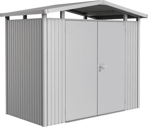 Biohort Gerätehaus Panorama aus Metall in Silber Metallic mit Satteldach und Doppeltür, B/H/T: 273 x 227 x 158 cm - Bild 2