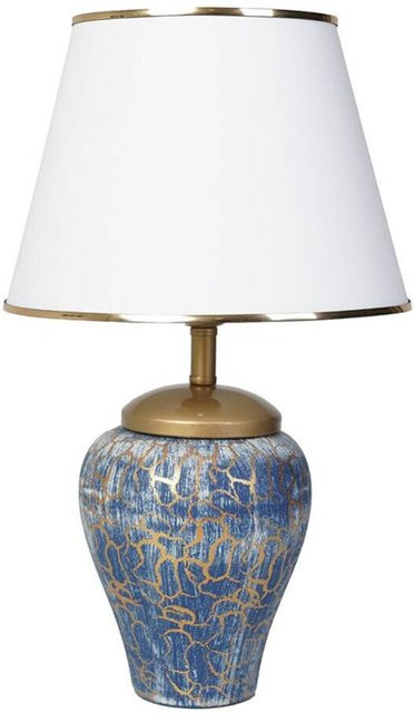 Opviq Tischleuchte aus Keramik in Weiß und Blau mit E27 Fassung, B/T/H: 30 x 30 x 50 cm - Bild 1