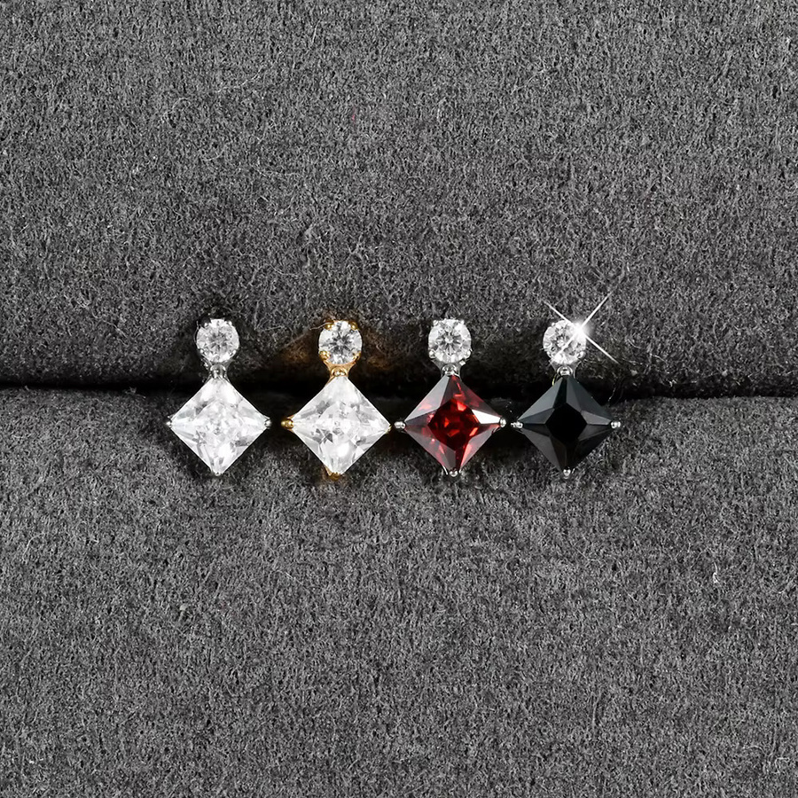 Rafflesia Piercing Labret Lip Stud, Titan, Zirkonia, Silber - Bild 2