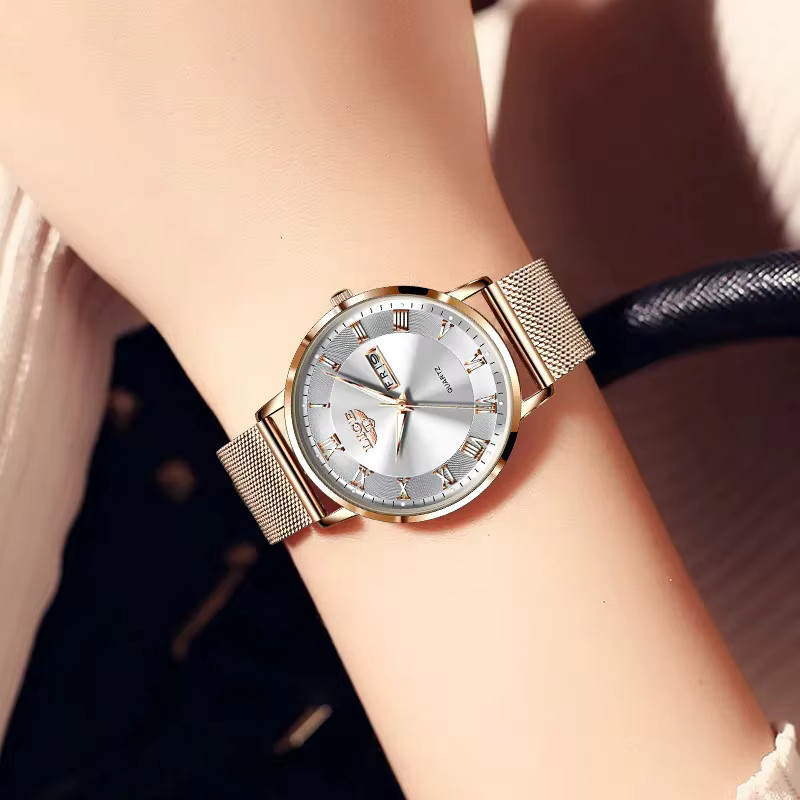 LIGE Armbanduhr Chronograph, Quarz, Edelstahl, Roségold, Damen - Bild 5
