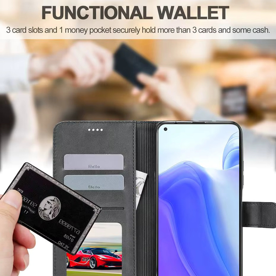 Xiaomi Flip Ledertasche mit Kartenfach und Magnetverschluss in Schwarz für Redmi Note 13 12 11s 10 Pro 13c 12c und Poco X5 C65 - Bild 4