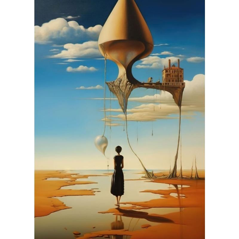 LIFENG Art Museum-01 Abstrakte Surrealistische Gemälde Dali Stil Leinwanddruck Wandkunst Dekor Breite: 21 cm, Höhe: 30 cm - Bild 1