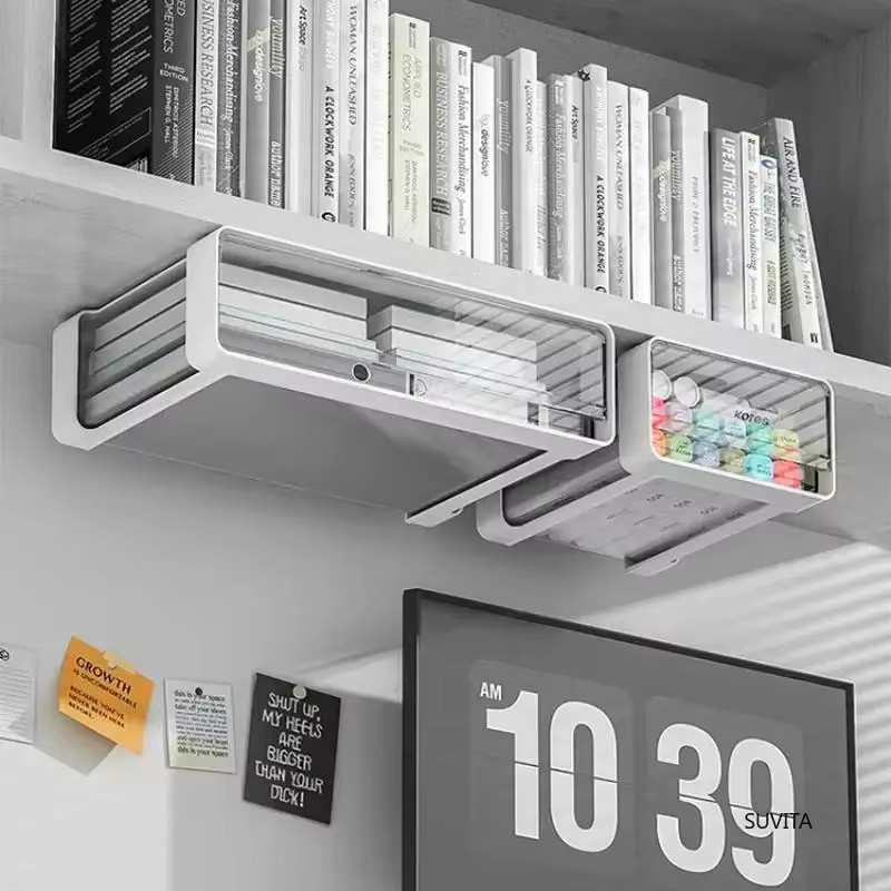 Transparente selbstklebende Schubladen-Aufbewahrungsbox aus Acryl für Schreibtisch und Büro - Bild 2