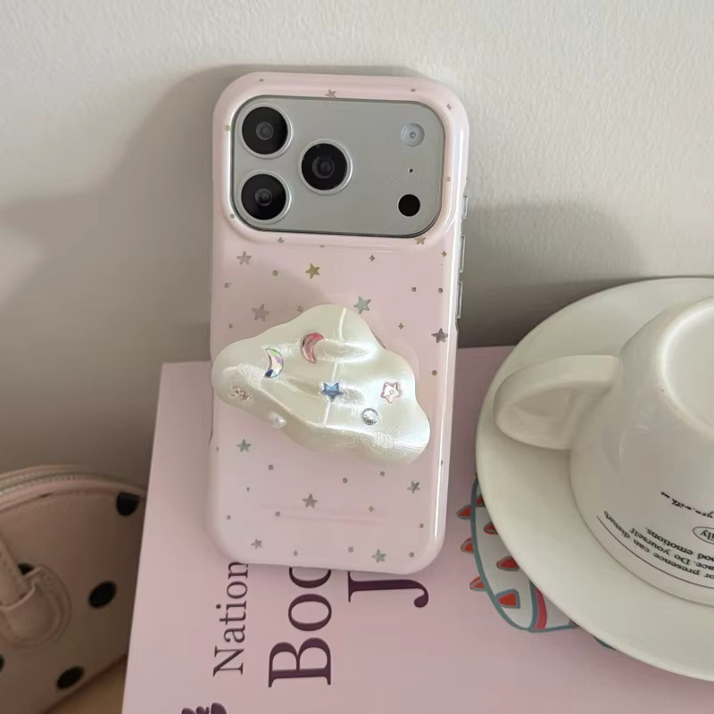 FCLOVERS Handyhülle für iPhone 17 16 15 14 13 Pro Max mit rosa Diamant-Sternenwolken und magnetischer Halterung - Bild 4