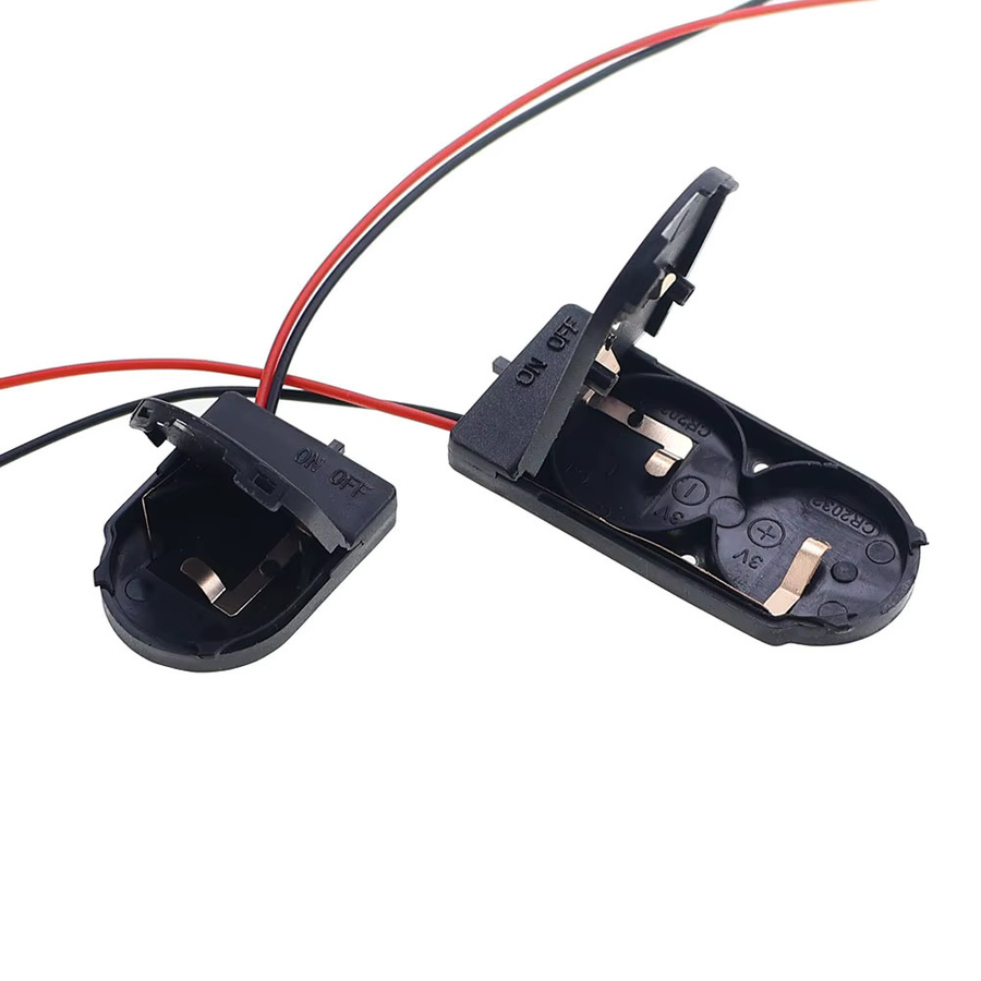 JCD 10 Stück CR2032 Knopfzellen-Batteriehalter mit EIN/AUS-Schalter und Kabeln für 3V und 6V, Einzel- und Doppelschlitz-Batteriebox, transparent - Bild 2