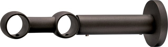 Mydeco Gardinenstangen-Halterung Noble 2-läufig ausziehbar aus Eisen in Silber/Schwarz mit Ø 2 cm - Bild 1