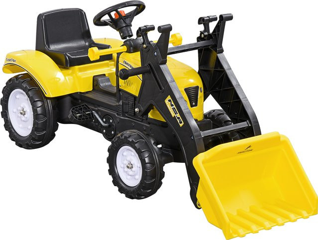 HOMCOM Bagger Radlader Aufsitzbagger mit Schaufel und Ablagefach ab 3 Jahren Gelb Schwarz - Bild 1
