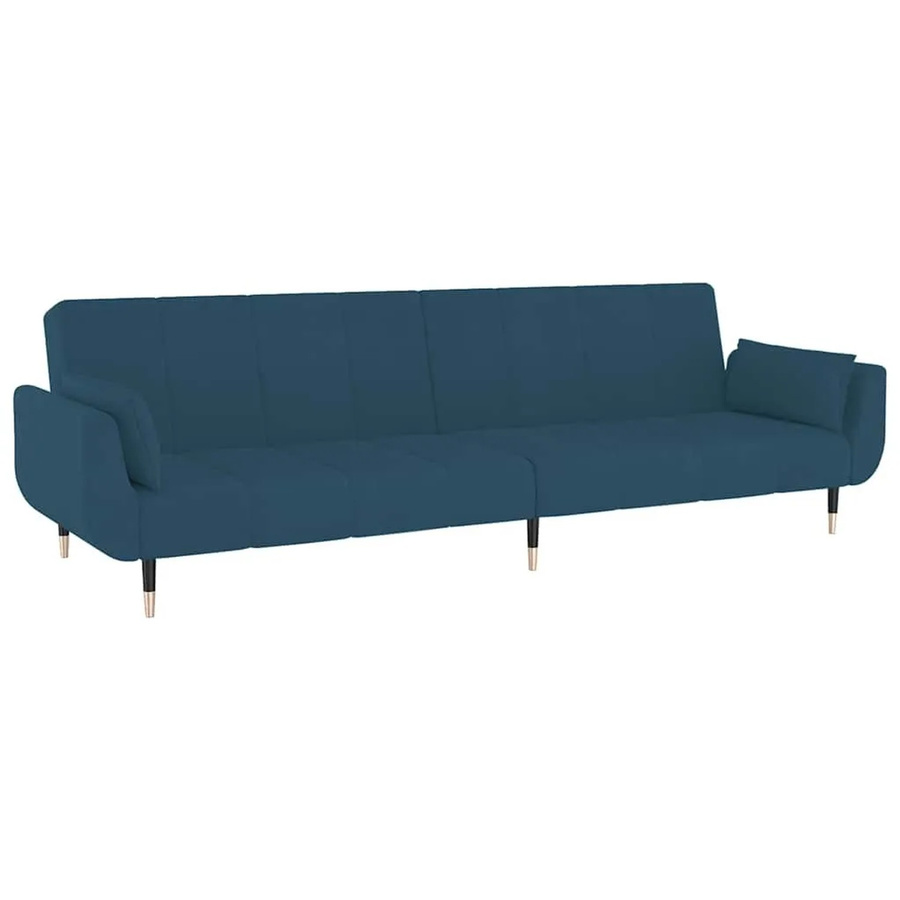vidaXL Schlafsofa 2-Sitzer mit Click-Clack-Funktion aus blauem Samt inklusive 2 Kissen - Bild 2