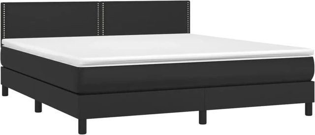 vidaXL Boxspringbett mit Matratze in Schwarz aus Kunstleder mit LED-Unterbettbeleuchtung und USB-Ladeport, B/T/H: 180 x 200 x 78 cm - Bild 1