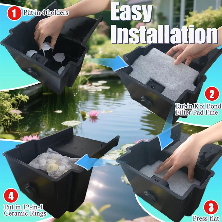 Pond BOSS Teichfilter-Medien-Set für Wasserfallüberlauf mit 6 Filterpads und Keramikringen - Bild 5